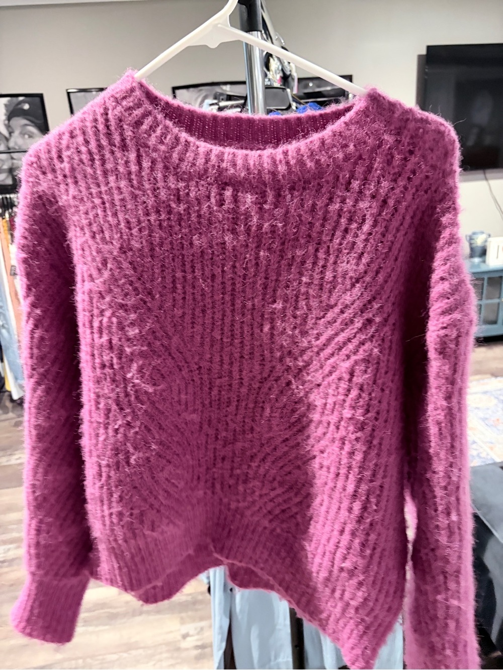 Gilli Plush Crewneck Sweater in Raspberry